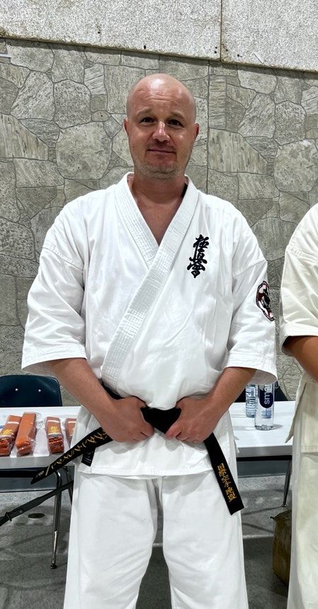 Bogdan Grazhdan, black belt instructor at Winterpeg Dojo, in his karate gi